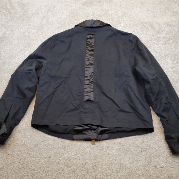 Cabi Women Black Moto Satin Pocket Utility Jacket Zip Front Gold Zipper Size XL - Picture 4 of 9